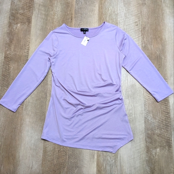 The Limited Lavender Draped Blouse asymmetrical hem - Picture 1 of 7